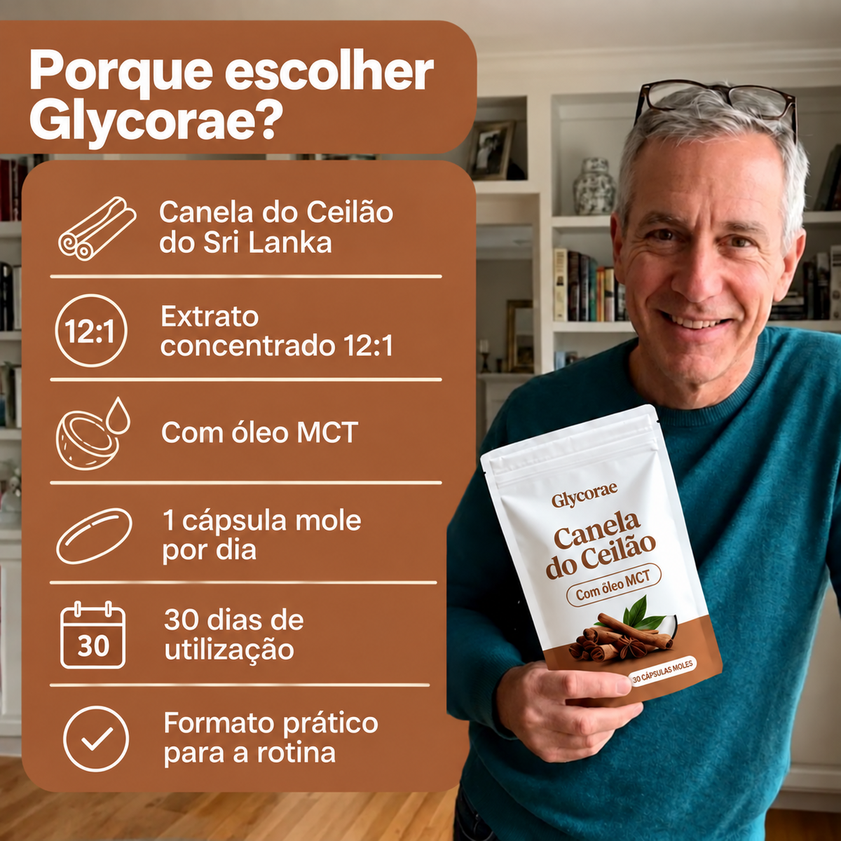 Glycorae — características factuais da canela do Ceilão com óleo MCT